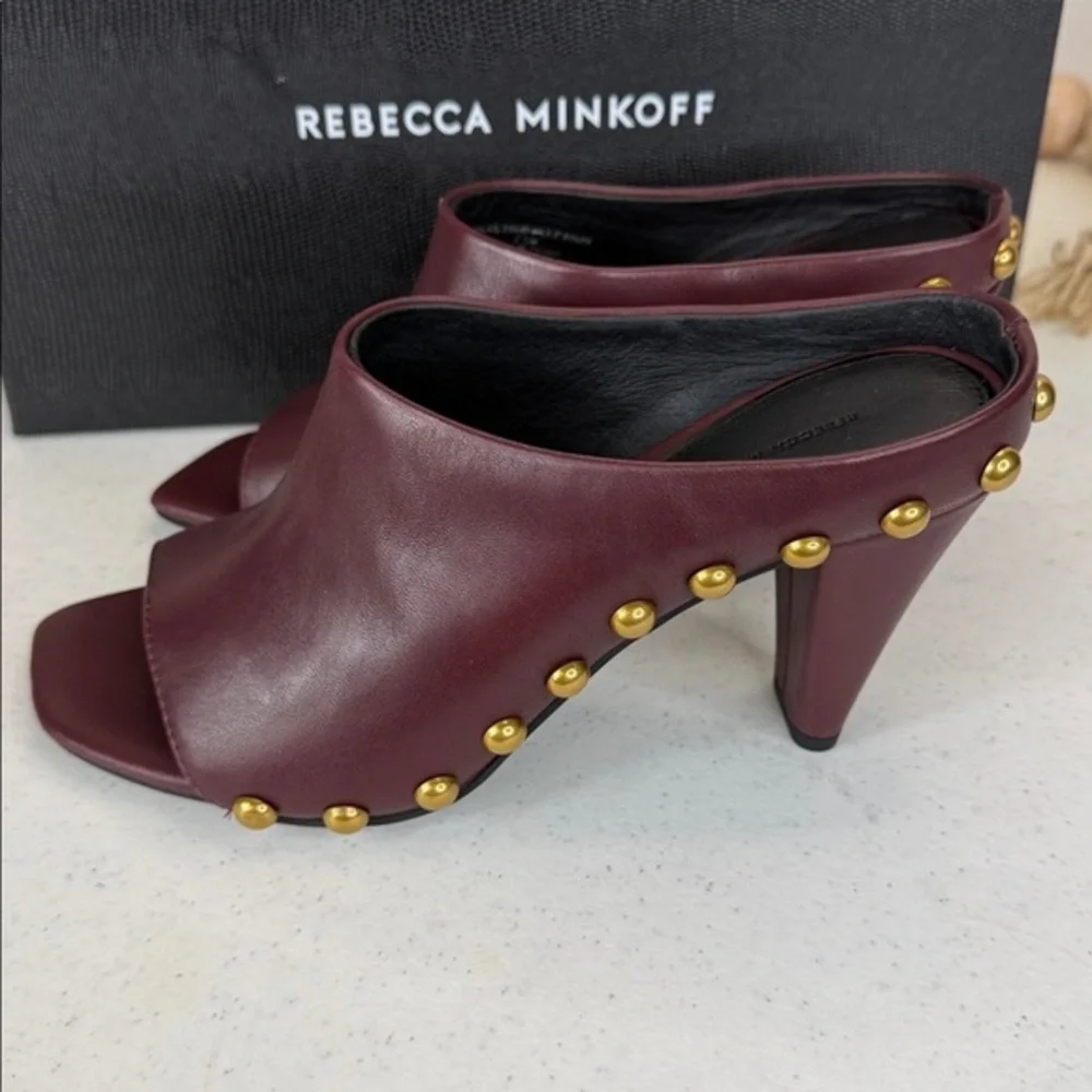 Rebecca Minkoff Milan Studded Mule Color Port/ Burgundy Sz‎ 7.5